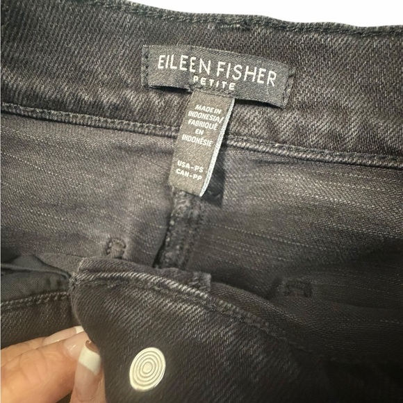 Eileen Fisher Cotton Wide Leg Cropped Black Jeans Sz 25 - Picture 5 of 12